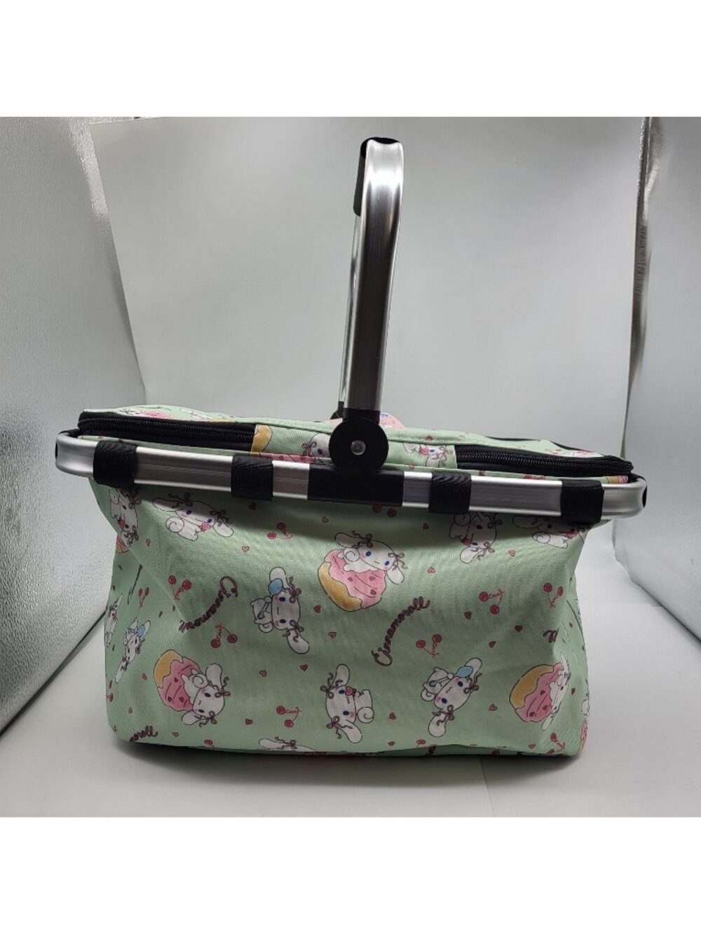 Sanrio Cinnamoroll green collapsable insulated basket shopping bag picnic